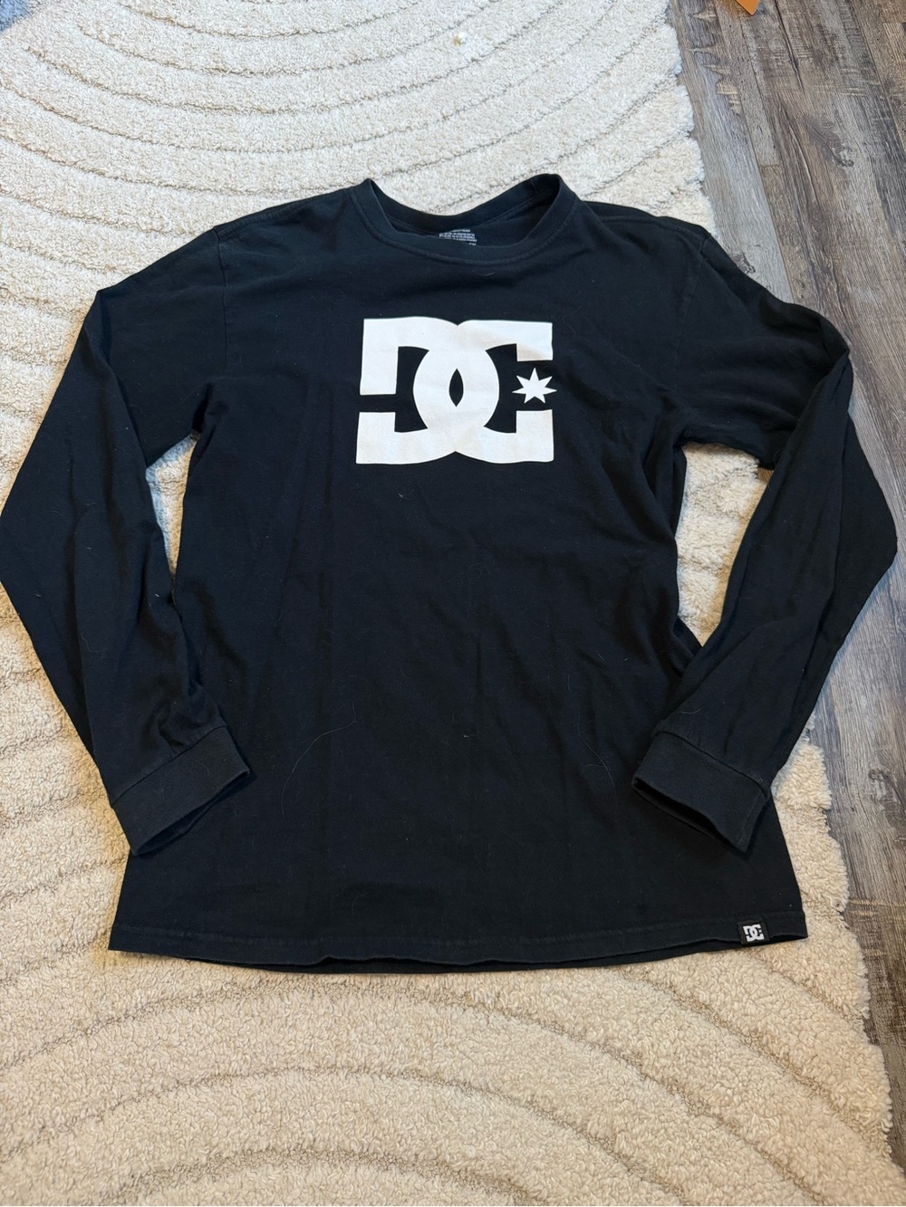 DC Black Long Sleeve Tee with White Logo